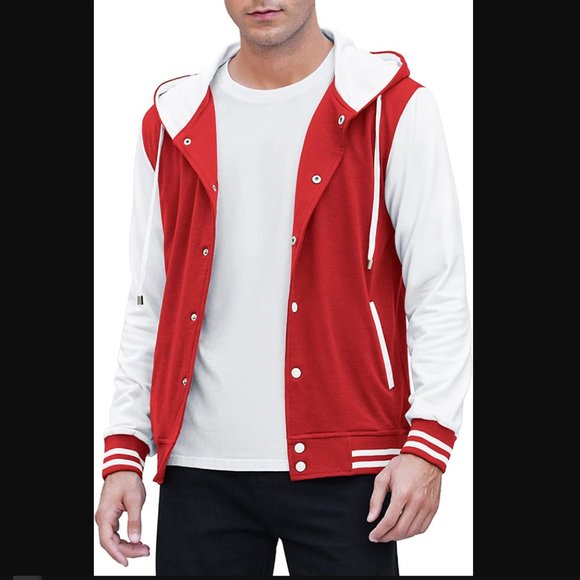 COOFANDY HOODIE JACKET SIZE SMALL VARSITY RED - Picture 2 of 9
